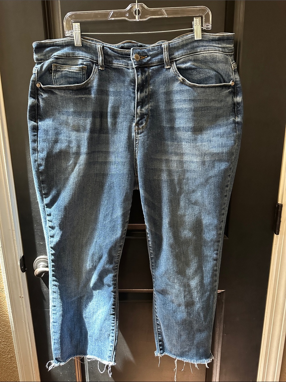 Judy Blue Distressed Mid Blue Boyfriend Jeans